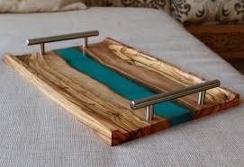 Bandeja para servir de resina y madera de tamaño personalizado HHO con diseño de Río para uso doméstico y para servir artículos de comida - Product Image 2