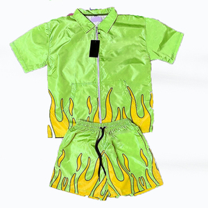 Logo personnalisé brodé Ensemble chemise et short deux pièces coupe-vent respirant et réfléchissant pour hommes de grande taille - Product Image 3