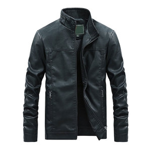 Veste en cuir de vachette élégante pour homme, fermeture éclair sur le devant, finition douce, col montant, idéale pour les tenues décontractées et les sorties en soirée - Product Image 1