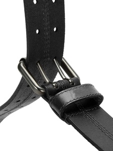 Ceinture de travail en cuir à triple couture faite à la main à double broche avec serpent et boucle carrée pour jean pantalon décontracté motif solide - Product Image 5