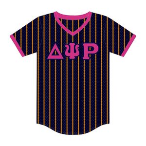 Delta Psi Rho Sorority blu scuro Pullover maglia da Baseball maglia maglia maglia maglia poliestere scollo a V T Shirt con riempimento dei vuoti ricami - Product Image 2