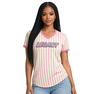Camiseta de Malla Rosa y Verde para Mujer, Estilo Jersey de Béisbol, Colegio, Hermandad Griega, Marca Ivory Legacy - Product Image 5