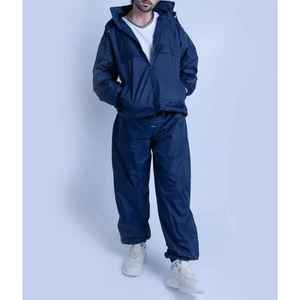 Ensemble survêtement pour homme, veste coupe-vent à capuche en nylon avec impression réfléchissante, 2 pièces, solide, personnalisé, pour l'hiver - Product Image 5