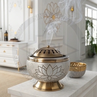 Brûleur de Bakhoor Arabe de Luxe Écologique 100% Naturel avec Support en Acier Inoxydable pour l'Aïd et le Ramadan