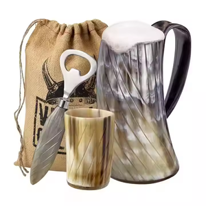 แก้วฮอร์นที่สวยงามทำจากเขาธอร์ฮอร์นธรรมชาติแก้วบัฟฟาโลฮอร์นสำหรับบ้านและร้านอาหารเครื่องครัวพร้อมกล่องของขวัญ - Product Image 1