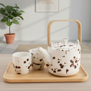 Ensemble de théière en porcelaine durable de qualité supérieure 3460999SETB-0.75, design nordique, Tasses et passoire en maille, théière de 750 ml et tasse à thé de 150 ml - Product Image 4