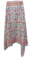 Paréo de plage indien imprimé à la main en coton 100% tricoté, motif floral, pour femme, taille 44 x 72 pouces, pièce unique