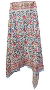 Pareo de Algodón 100% con Estampado Floral Hecho a Mano en India, Cubierta de Playa para Mujer, Talla 44 x 72 Pulgadas, Pieza Única - Product Image 4