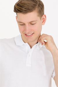 เสื้อกอล์ฟถักลายปักโลโก้ออกแบบได้ตามต้องการของผู้ชายสำหรับ100% ผ้าฝ้ายแขนสั้นทรงพอดีตัวปกติขายส่ง - Product Image 5