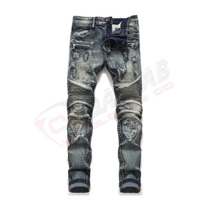 Jeans de motorista de alta calidad para hombre, pantalones vaqueros rasgados desgastados, Pantalones vaqueros de Motor con parches rayados, pantalones vaqueros para hombre - Product Image 2