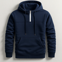 Sweat à capuche polaire demi-zip pour homme de qualité supérieure, style urbain, avec blocs de couleur, en polyester/coton, fermeture éclair contrastante, bordure contrastante sur la poitrine et cordon de serrage