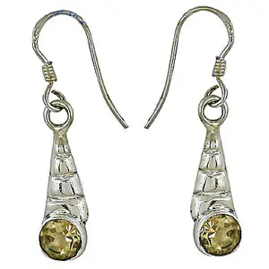 Boucles d'oreilles en argent 925 plaqué or 18 carats avec pendentif en citrine et diamant pour femmes, pour cadeaux - Product Image 2