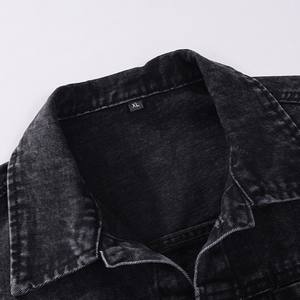 Veste en jean vintage essentielle pour homme, denim épais rétro américain, lavage foncé, broderie sur le col, streetwear, fabrication directe d'usine OEM - Product Image 3
