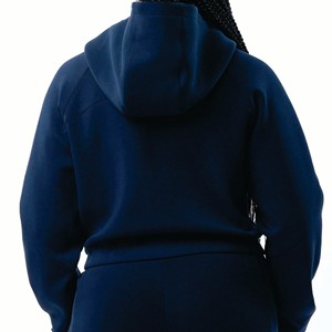 2023 diseño de moda cuello redondo señoras recortado Jumper venta al por mayor algodón suave polar caqui Crop Top sudaderas mujeres - Product Image 5