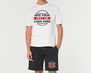 Ensemble short et t-shirt personnalisé OEM, ensemble 2 pièces d'été pour adultes, combinaison chemise et short personnalisés avec votre marque ou votre logo imprimé - Product Image 2