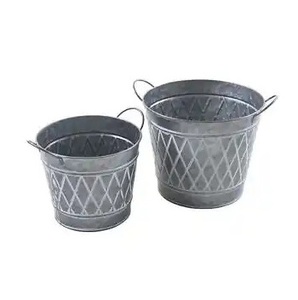 Jardinière de fleurs galvanisées au design gaufré pour la maison jardin extérieur Pot de fleur en fer décoratif et jardinière artisanat - Product Image 6