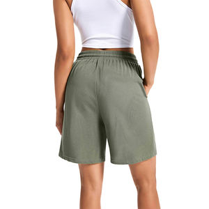 Short d'été en coton respirant de haute qualité Short à broderie personnalisée pour femmes Coupe ample avec poches latérales - Product Image 3