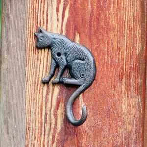 Cổ gang mèo figurine móc, mộc mạc treo tường trang trí nội thất cho treo áo hat túi, bán buôn - Product Image 4