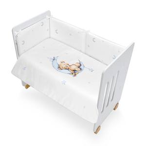 Lit bébé classique STAR NATURE 2 pièces. Housse de couette coordonnée bleue Oso Luna Estrella Mod. Technique de tissage de caractères amovibles - Product Image 1