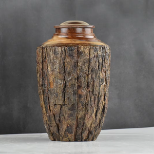 Handcrafted Bark Inlay Cremation Urn Rustic Rosewood Memorial <b>Keepsake</b> Personalized Memorial <b>Box</b> for Ashes - Product Image 1