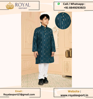 Desi Look Séquence Brodé Doux Coton Festif Porter Enfant Kurta Payjama