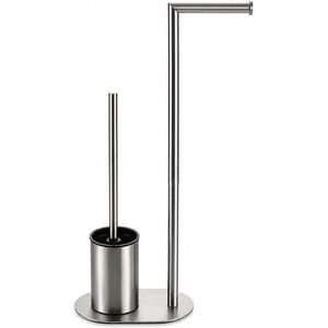 Home Use Space-Saving Bathroom Stand Brushed Stainless Steel Toilet Paper Holder and <b>Floor</b> Mounted Toilet <b>Brush</b> - Product Image 1
