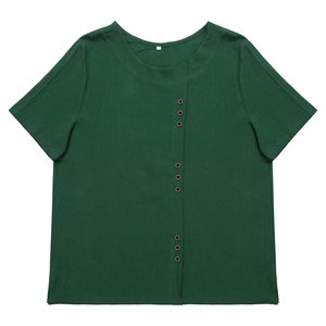 Femmes grande taille décontracté tuniques femmes coton lin pull T-shirt à manches courtes tunique hauts décontracté ample Blouse - Product Image 1