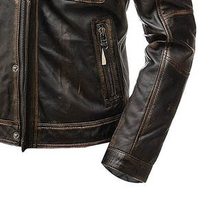 Chaqueta de Cuero para Motociclista de Invierno para Hombre, Calidad Premium, con Logotipo Personalizado en la Parte Delantera, Cuello Alto, Resistente al Viento y Transpirable, Servicio OEM - Product Image 4