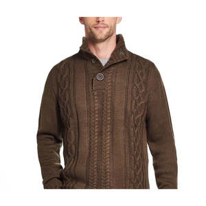 Vintage Military-Style Mock <b>Turtleneck</b> <b>Sweater</b> for Men Weatherproof with Buttons Green Sizes Small and Medium - Product Image 2