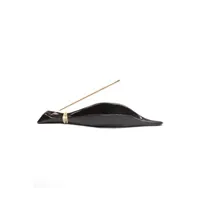 Brûleur et support d'encens noir en forme de feuille avec diffuseur d'aromathérapie décoratif