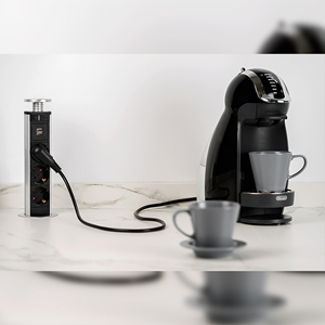 Emuca grigio metallizzato verticale rimovibile Multi-connettore 3 prese Schuko e 2 USB tipo a plastica e alluminio spine & prese - Product Image 2