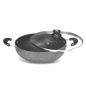 Poêle à frire ANAX de qualité supérieure, antiadhésive, avec couvercle en verre transparent, forme ronde, durable, fabriquée en Inde pour une utilisation domestique - Product Image 4