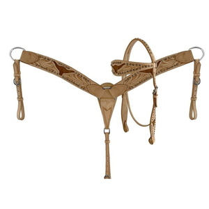 Ensemble de serre-tête et de cuirasse de cheval élégant | Tack en cuir de qualité supérieure pour un confort, une durabilité et un style optimaux en équitation et en entraînement - Product Image 1