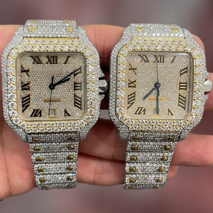 Calidad superlativa 30 quilates VVS diamante reloj de lujo fabricante indio estilo helado inoxidable moda antiguo negocio - Product Image 5