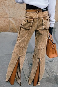 2025 unisexe personnalisé gothique pantalon violet contraste point et bretelles pantalon coton matériel fermeture éclair gothique pantalon et chaîne détails - Product Image 6