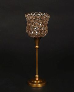 Bougeoir en métal de conception perlée de cristal plaqué or moderne personnalisé Lanterne de mariage décorative pour la maison pour les mariages à usage domestique - Product Image 3