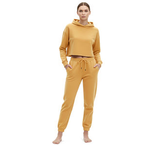 Conjunto Deportivo Personalizado de Algodón Grueso, Sudadera con Capucha y Pantalones Deportivos de Color Sólido de 500 g/m², Unisex - Product Image 3