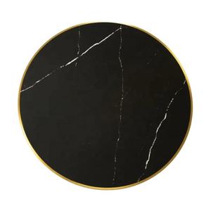 Mesa Redonda de Acero Inoxidable para Cafetería con Tapa de Mármol y Base de Metal Dorado para Muebles de Cocina y Comedor - Product Image 4