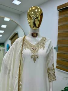 Ethenic Series Plazzo Sharara Salwar Kameez with <b>Top</b> and Supatta Heavy Wedding Wear for Modern Party <b>Festive</b> Season CHINON SILK - Product Image 3