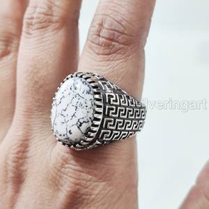 Nueva llegada Anillo para hombre Piedra preciosa de ópalo dendrítico natural Anillo de piedra natal de Octubre Joyería de Navidad árabe Anillo de plata esterlina 925 - Product Image 3