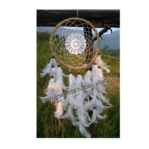 ขนนกสีขาวแขวนผนังฝันจับกับลูกปัดสีน้ำตาลแดงสำหรับตกแต่งสวนงานปาร์ตี้ห้องนั่งเล่น - Product Image 2