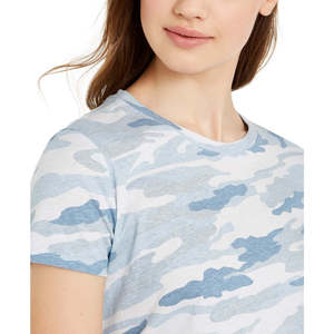 T-shirt Grafica Camouflage da Donna Lucky Brand 100% Cotone Blu Taglia XS Tessuto Jersey Traspirante - Product Image 3