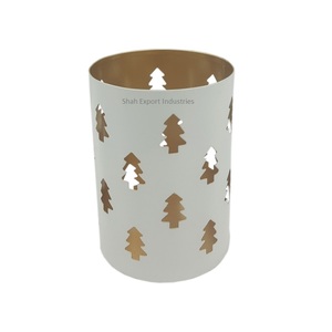 Bougies en métal enduit blanc votive dans la conception de coupe d'étoile pour la maison salon vaisselle décor bougie ronde votive - Product Image 2