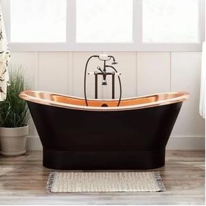 Chausson double plaqué nickel argenté Baignoire en cuivre pur Baignoire en cuivre au design sur pattes Baignoire en cuivre pour vous Salle de bains de luxe Prix de gros - Product Image 6