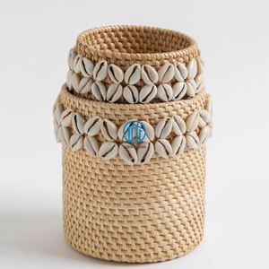 Cestas redondas de ratán Natural personalizadas OEM de fábrica con carcasa, cestas de concha de ratán hechas a mano hechas en Vietnam - Product Image 5