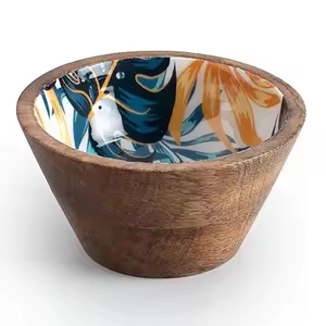 Bols de service écologiques en bois de manguier émaillé personnalisés, couleur naturelle, logo personnalisé, art moderne, antique pour la maison, le jardin, la table - Product Image 4