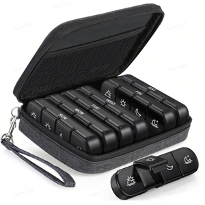 <b>Pill</b> Organizer <b>Box</b>-Portable Mini <b>7</b>-<b>Day</b> 28 Compartment BPA-Free PP & ABS <b>Pill</b> Case for Travel - Product Image 1