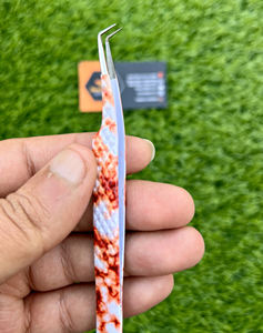 Pince à épiler professionnelle pour extension de cils impression en marbre pointe entièrement fermée poignée solide pince à cils en acier inoxydable durable - Product Image 4