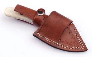 Cuchillo para exteriores de acero de Damasco Tang completo hecho a medida, cuchillo para exteriores, soporte OEM, hoja fija, Funda de cuero, cuchillo de supervivencia para acampar - Product Image 4