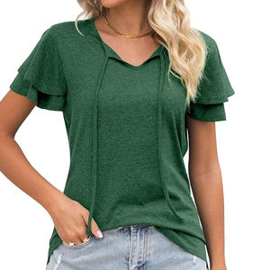 High Quality Stylish Casual <b>T</b>-<b>Shirt</b> for Women Custom Printing OEM ODM Bangladeshi Factory <b>Plus</b> <b>Size</b> Options Logo Embroidery - Product Image 3